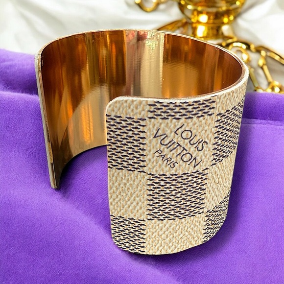 upcycled repurposed Louis Vuitton Damier cuff bracelet from authentic bag - Picture 1 of 10